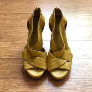 Cole Haan yellow leather summer wedges